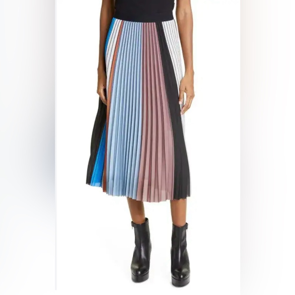 Elegant Multicolor Pleated Midi Skirt